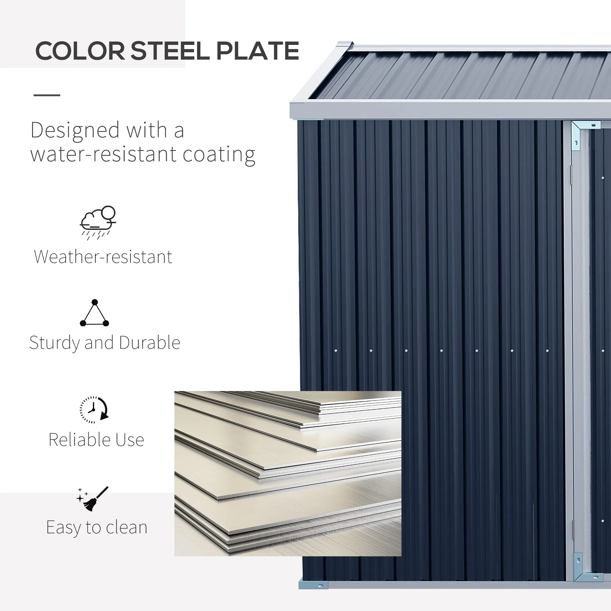 14 x 9ft Outdoor Metal Garden Storage Shed with Lockable Door, Tool Storage Box for Backyard, Patio and Lawn, Grey