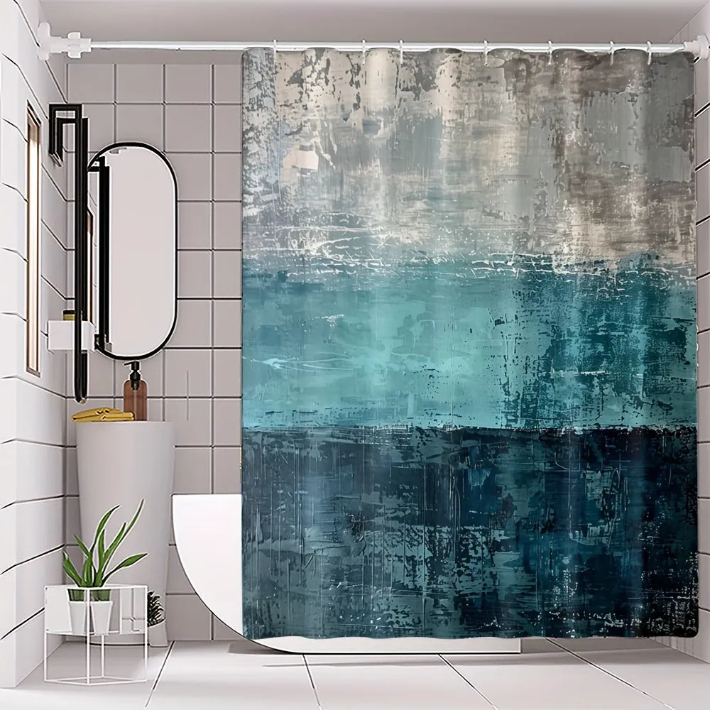 4 pcs three-color hybrid digital printing polyester waterproof bath curtain non-punching partition bathroom bathroom four-piece set