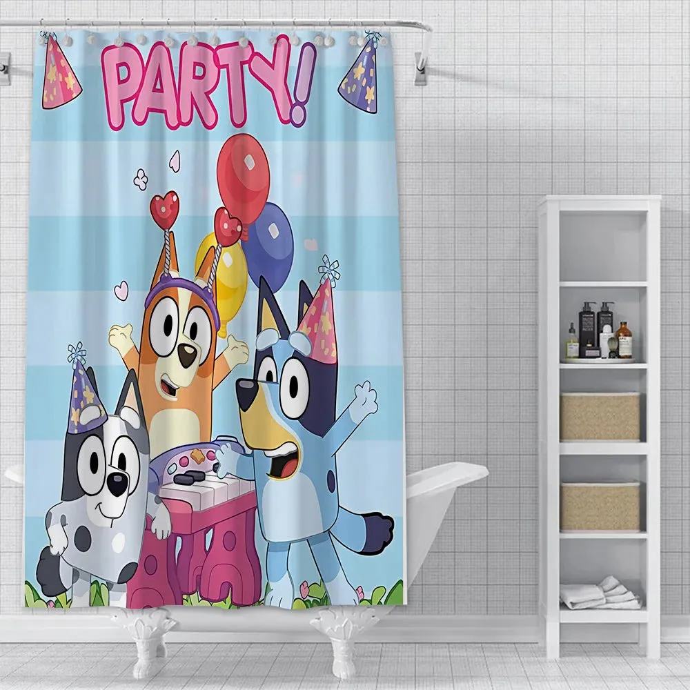 Cute cartoon B-BlueyS Shower Curtain Waterproof Polyester Fabric Paint Bath Curtains Home Bathroom Decor Curtain With Hook
