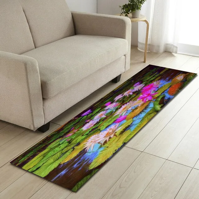 Free Shipping Blue Lotus Banyo Paspas Anti Slip Bath Mat Door Floor Tapete Banheiro Carpet For Toliet Non Slip Alfombra Bano