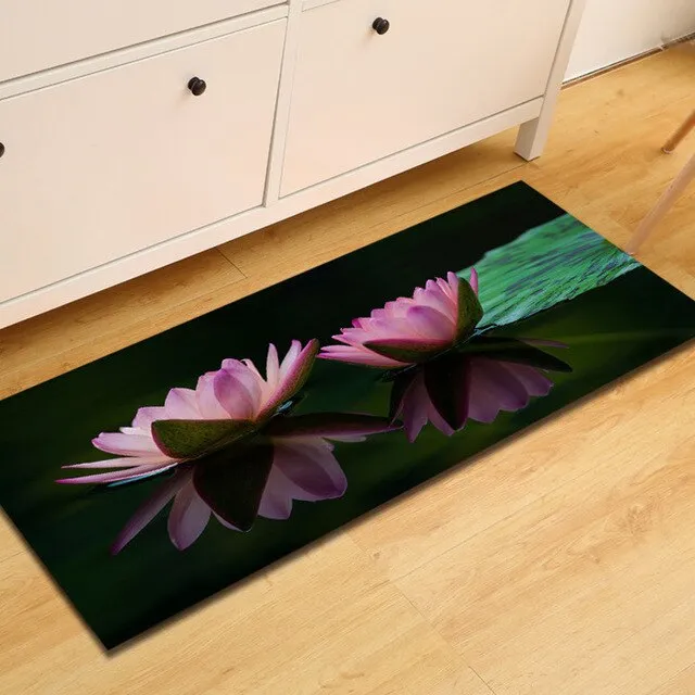 Free Shipping Blue Lotus Banyo Paspas Anti Slip Bath Mat Door Floor Tapete Banheiro Carpet For Toliet Non Slip Alfombra Bano