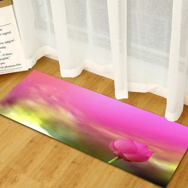 Free Shipping Blue Lotus Banyo Paspas Anti Slip Bath Mat Door Floor Tapete Banheiro Carpet For Toliet Non Slip Alfombra Bano