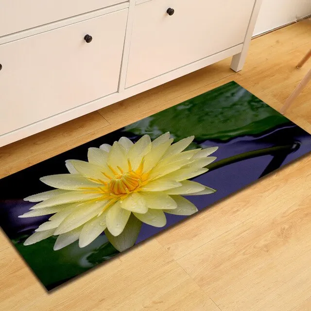 Free Shipping Blue Lotus Banyo Paspas Anti Slip Bath Mat Door Floor Tapete Banheiro Carpet For Toliet Non Slip Alfombra Bano