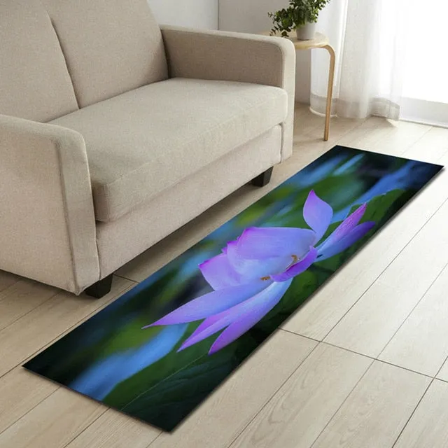 Free Shipping Blue Lotus Banyo Paspas Anti Slip Bath Mat Door Floor Tapete Banheiro Carpet For Toliet Non Slip Alfombra Bano