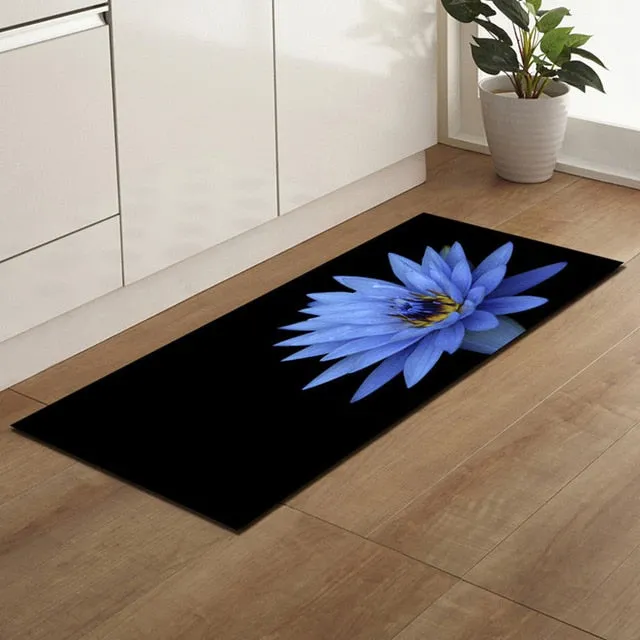 Free Shipping Blue Lotus Banyo Paspas Anti Slip Bath Mat Door Floor Tapete Banheiro Carpet For Toliet Non Slip Alfombra Bano