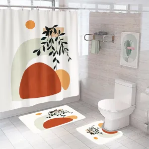 Kuber Industries Shower Curtain & Bathmat Set | Non-Slip Bath mats for Bathroom | Easy-Slide Curtains | Polyester Curtain or Bathmat for Bath Décor | XTL401-3T | 12 Pcs Set | Multicolor