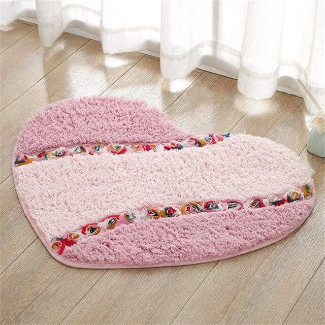 New Design Heart Shape Bathroom Carpet For Bedroom Toilt Quality Bathroom Mat Rug Soft Water Absorption Bath Mat Carpet Bath Rug