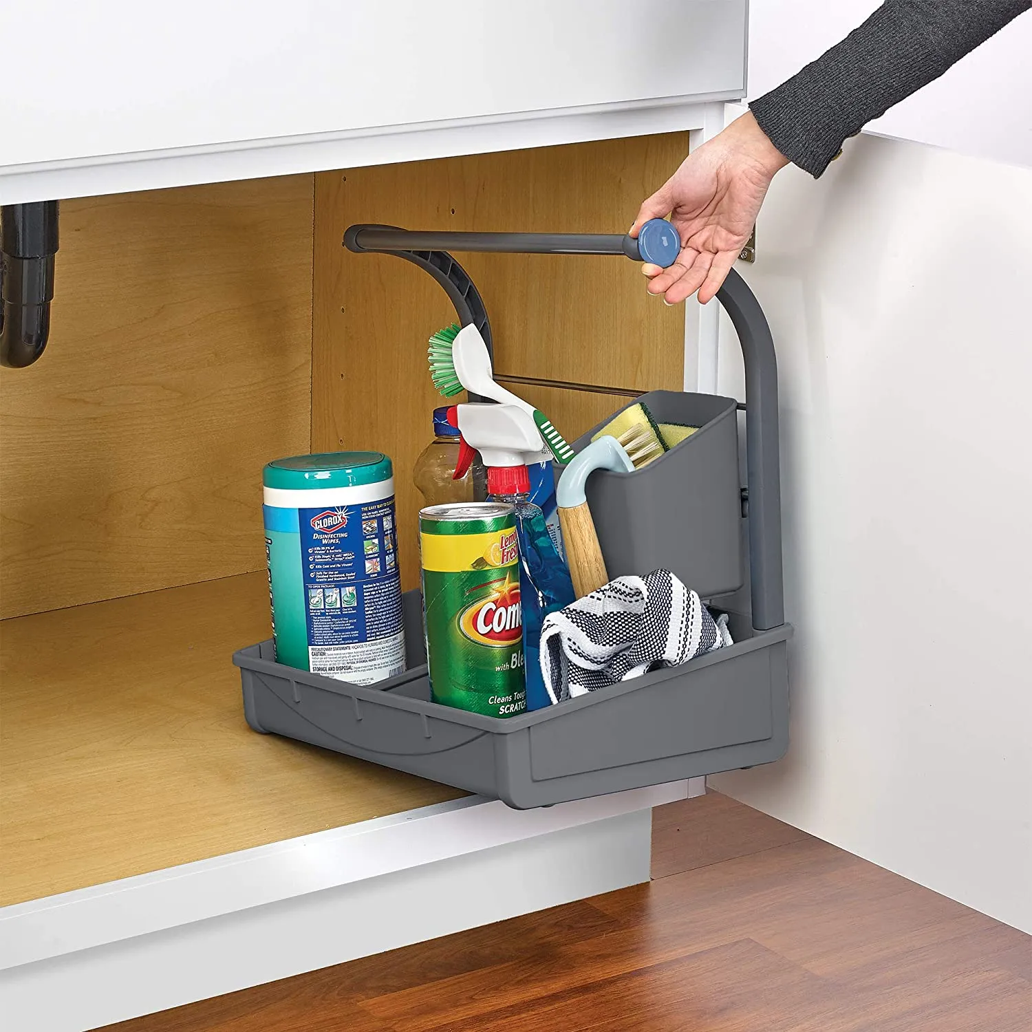 Polder Under Sink Cleaning Supplies Organizer/Storage Caddy (Gray)