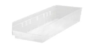 Quantum QSB114CL Economy Clear-View Shelf Bins, 8.38" x 23.63" x 4"