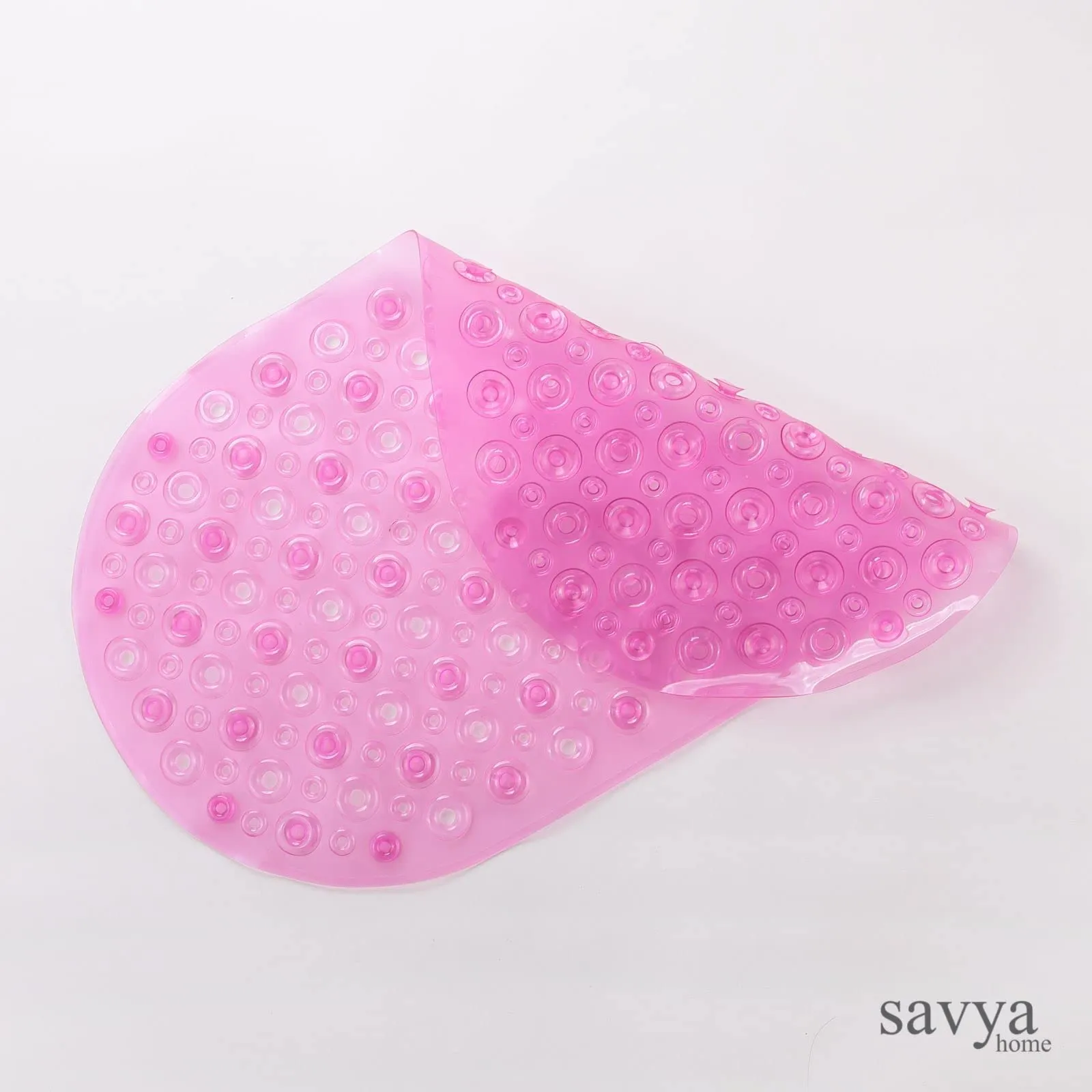 SAVYA HOME Rubber Bath Mats | Anti Skid Bathroom Floor Mat | Non Slip Door Mats for Bathroom | with Suction Cups for Quick Drying | Machine Washable | Eco-Friendly | 65 X 36 Cm | Oval - Pink