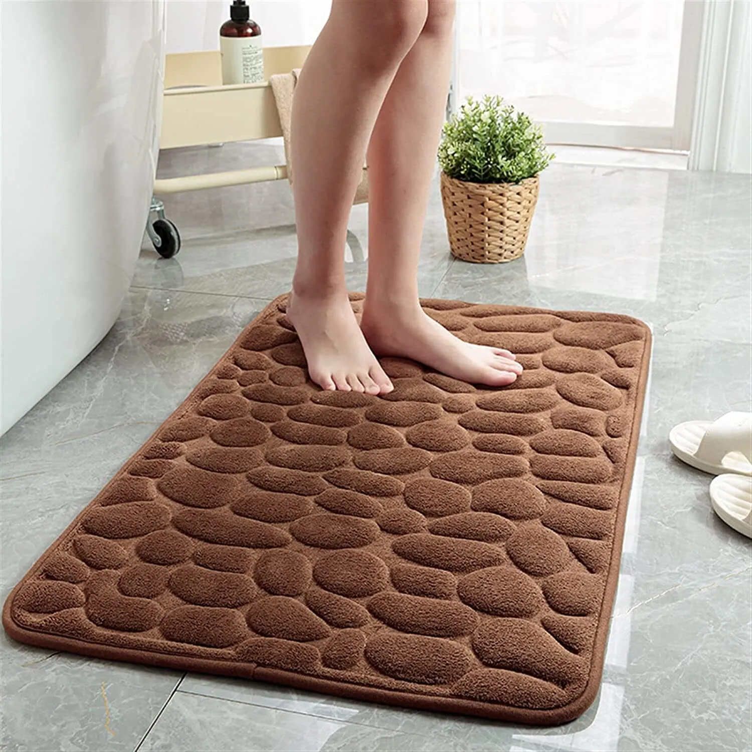 Soft Memory Foam Non Slip Cobblestone Embossing Bath Mat