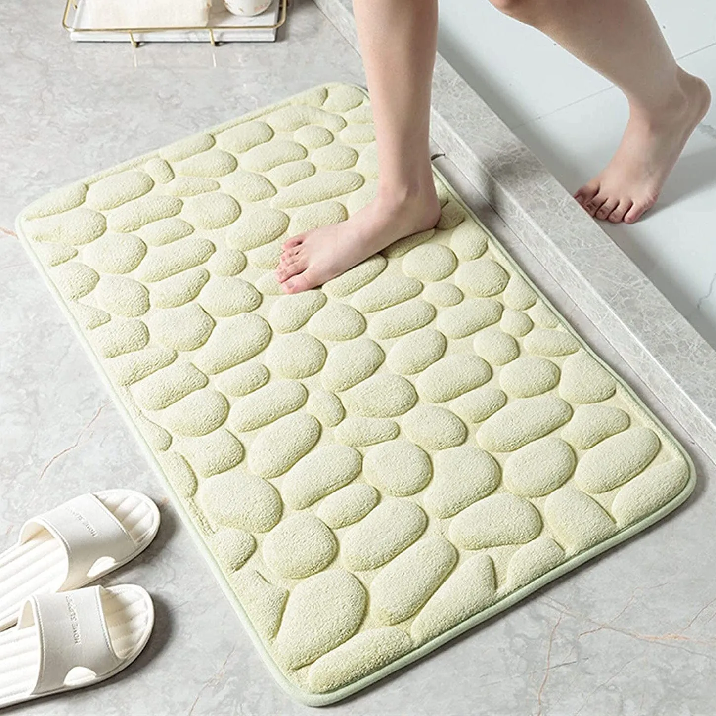 Soft Memory Foam Non Slip Cobblestone Embossing Bath Mat