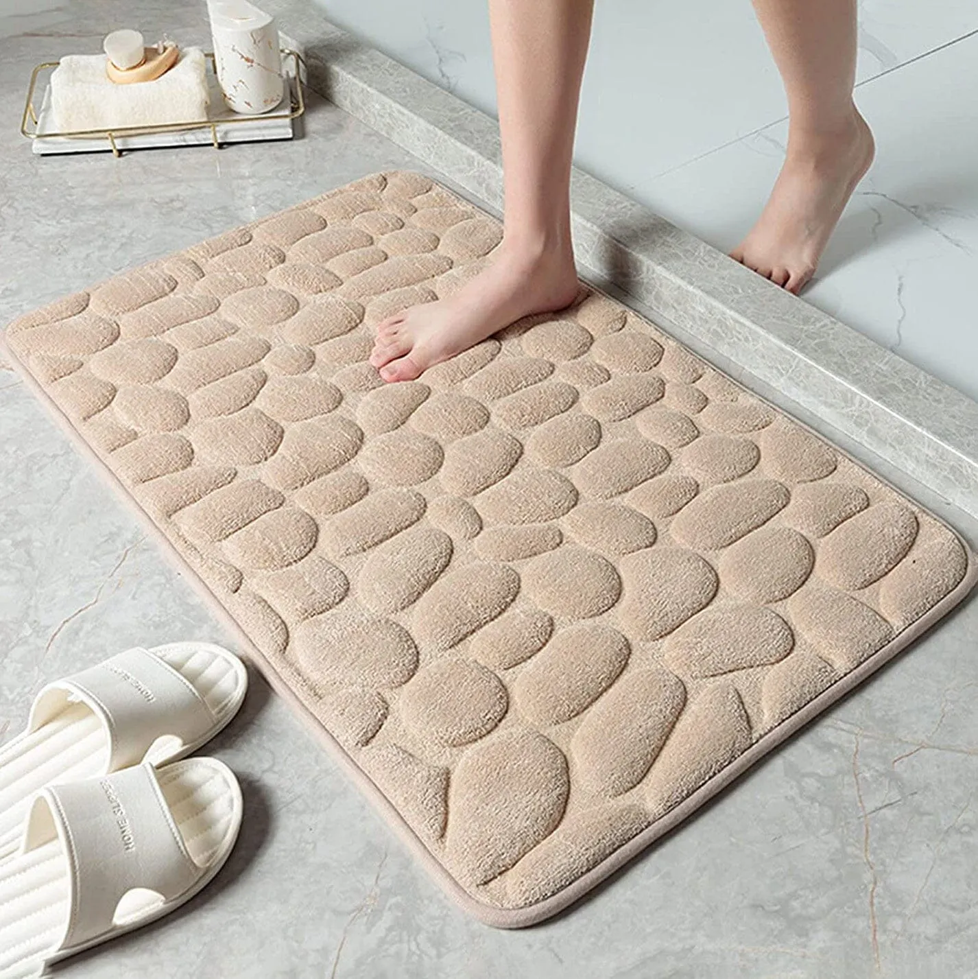 Soft Memory Foam Non Slip Cobblestone Embossing Bath Mat